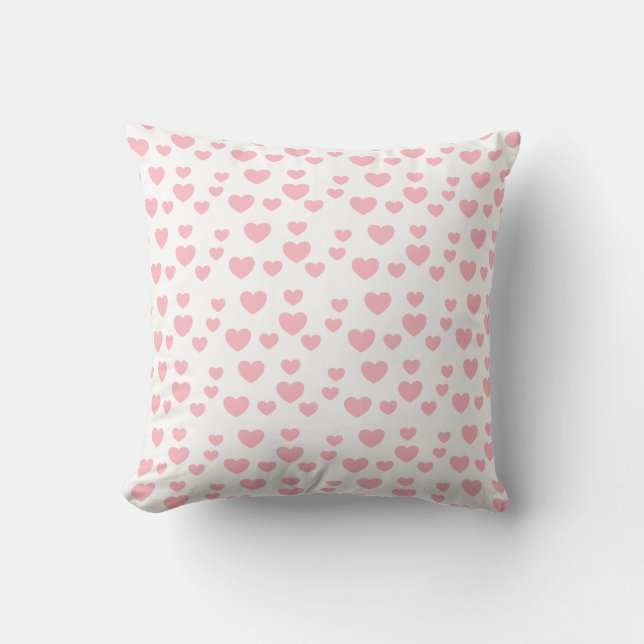 Pink Hearts Throw Pillow (Front)