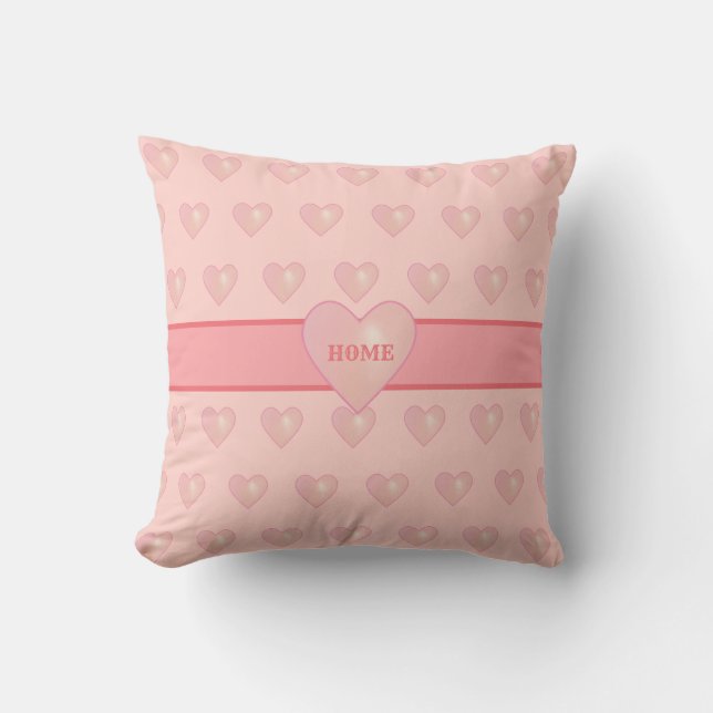 Pink Hearts Throw Pillow (Front)