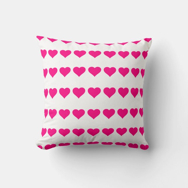 Pink hearts throw pillow (Front)