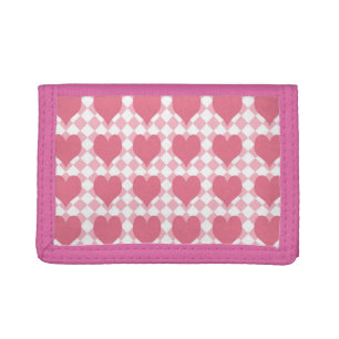 Pink Hearts Trifold Wallet