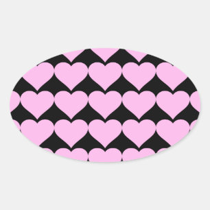 Pink Hearts,Unconditional Love_ Oval Sticker