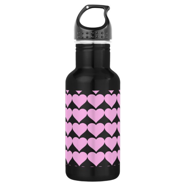 Pink Hearts,Unconditional Love_ Water Bottle (Front)