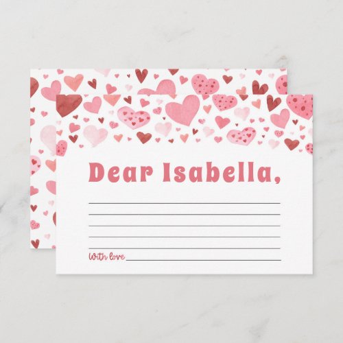 Pink Hearts Valentine 1st Birthday Time Capsule Enclosure Card