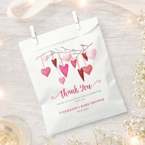 Pink Hearts Valentine Baby Shower Favor Bag