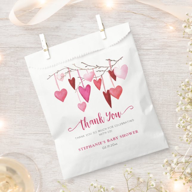Pink Hearts Valentine Baby Shower Favor Bag (Clipped)