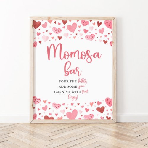 Pink Hearts Valentine Baby Shower Momosa Bar Sign