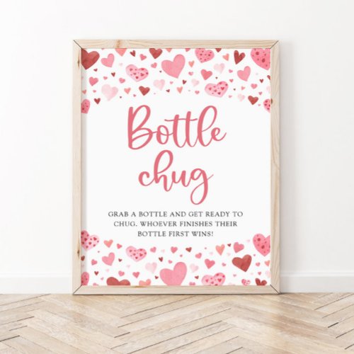 Pink Hearts Valentine Bottle Chug Baby Shower Sign