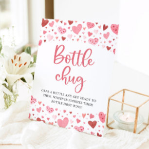 Pink Hearts Valentine Bottle Chug Baby Shower Sign