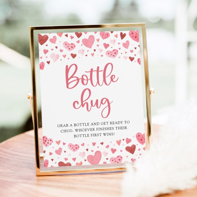 Pink Hearts Valentine Bottle Chug Baby Shower Sign (Creator Uploaded)