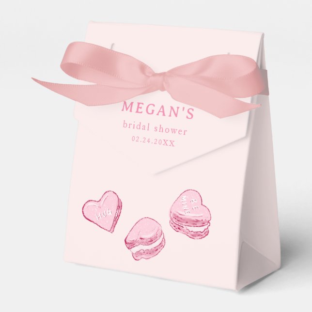 Pink Hearts Valentine Bridal Shower Favor Boxes (Front Side)