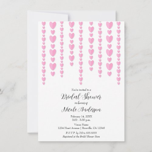 Pink Hearts Valentine Couples Bridal Shower  Invitation