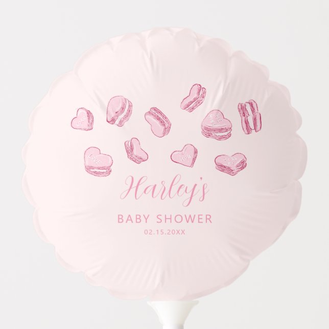 Pink Hearts Valentine Girl Baby Shower Balloon (Front)