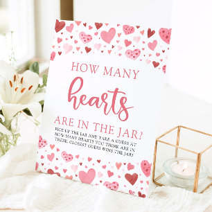 Pink Hearts Valentine How Many Hearts Baby Shower Pedestal Sign