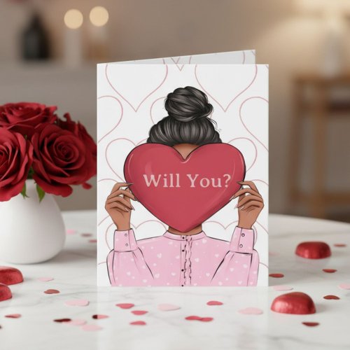 Pink Hearts Valentine's Bridesmaid Proposal Card