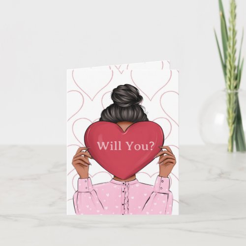 Pink Hearts Valentine's Bridesmaid Proposal Card