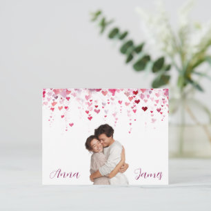 Pink Hearts Valentine's Day Card Custom Photo