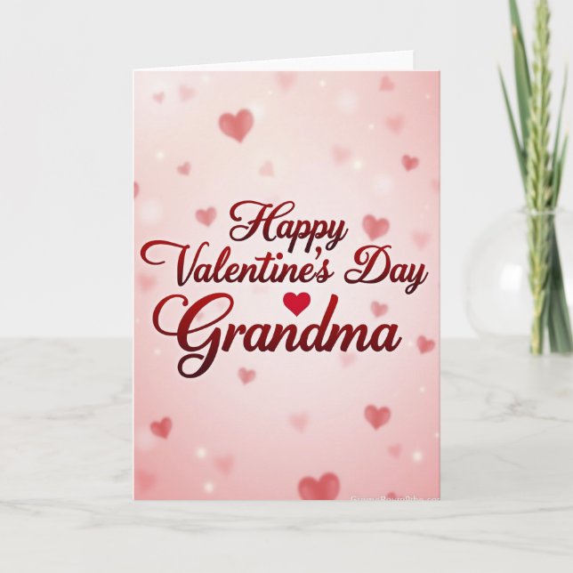 Pink Hearts Valentines Day Grandma Card (Front)