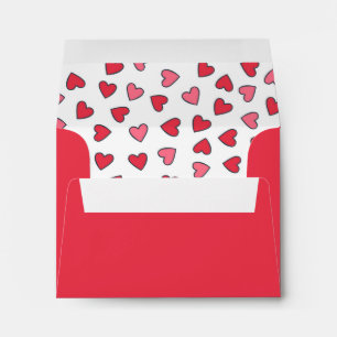 Pink Hearts Valentine's Day - Note Card Envelope