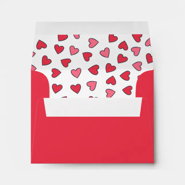 Pink Hearts Valentine's Day - Note Card Envelope | Zazzle