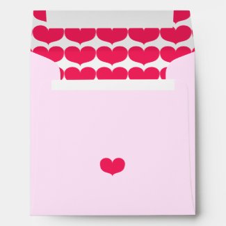 Pink Hearts Valentine's Day - Note Card Envelope