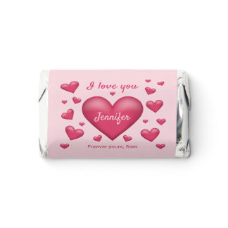 Pink Hearts Valentine's Day &amp; Personalizable Text Hershey's Miniatures