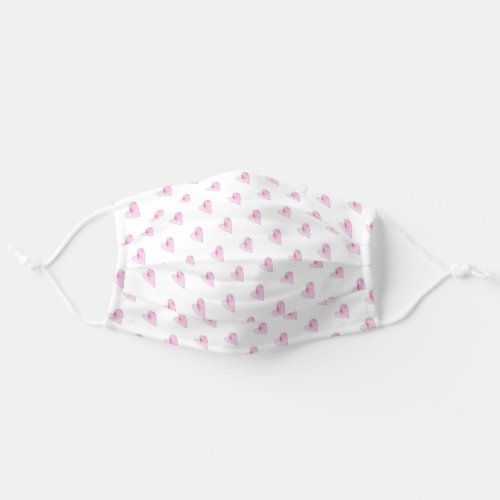 Pink Hearts Watercolor Pattern Love Baby Shower Adult Cloth Face Mask