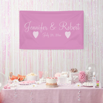 Pink Hearts Wedding  Banner by macdesigns1 at Zazzle
