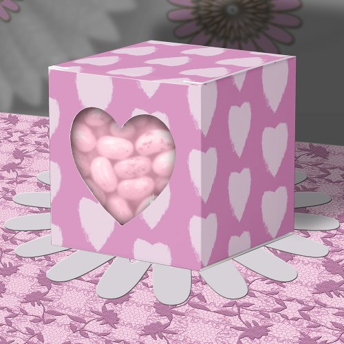 Pink Hearts Wedding  Favor Boxes