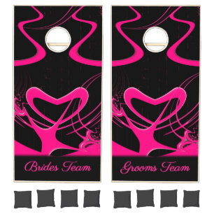 Pink Hearts Wedding Game Bride / Groom Team