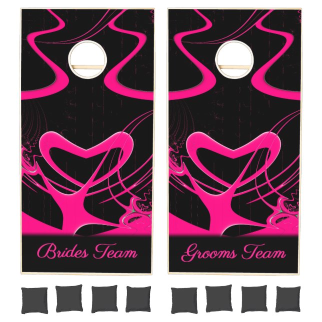 Pink Hearts Wedding Game Bride / Groom Team (Set)