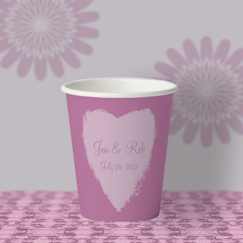 Pink Hearts Wedding  Paper Cups by macdesigns1 at Zazzle