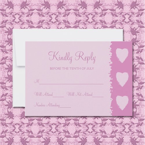 Pink Hearts Wedding Response Cards