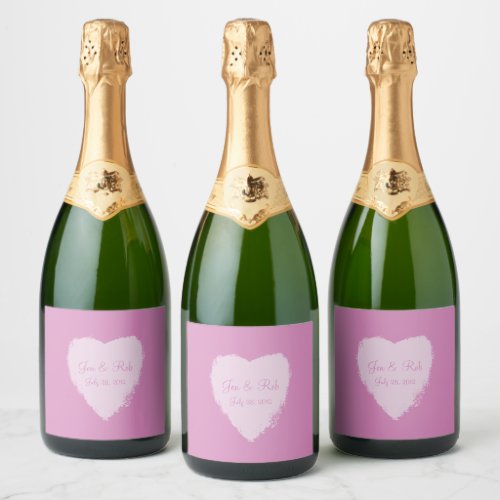 Pink Hearts Wedding  Sparkling Wine Label