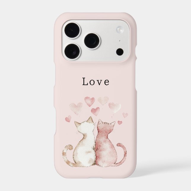 Pink Hearts White Cats Love   iPhone Case (Back)