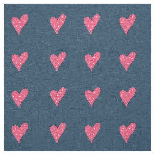 Pink Hearts White Dots Pattern Drawing Fabric