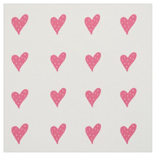 Pink Hearts White Dots Pattern Drawing Fabric