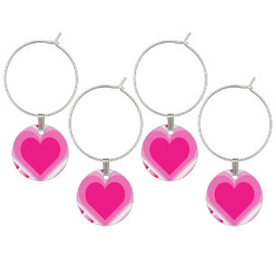 Pink Hearts Wine Charms Bridal Party gift