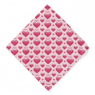 Pink Hearts With Custom Pet Name Pattern Bandana