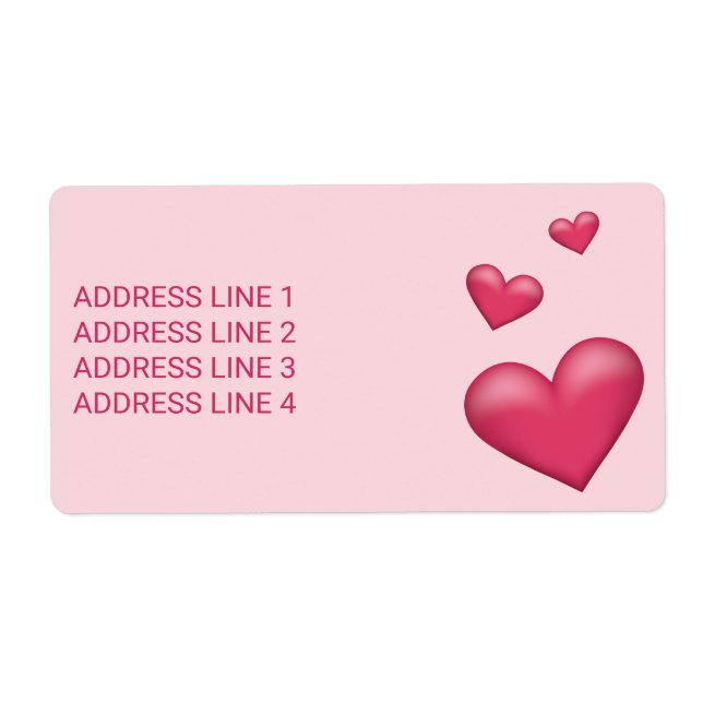 Pink Hearts With Custom Text Label (Front)