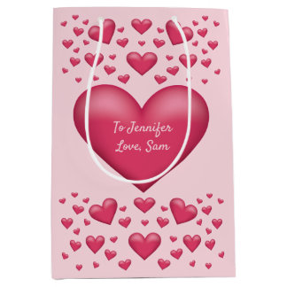 Pink Hearts With Custom Text Medium Gift Bag
