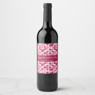 Pink Hearts With Custom Text Valentine's Day Wine Label