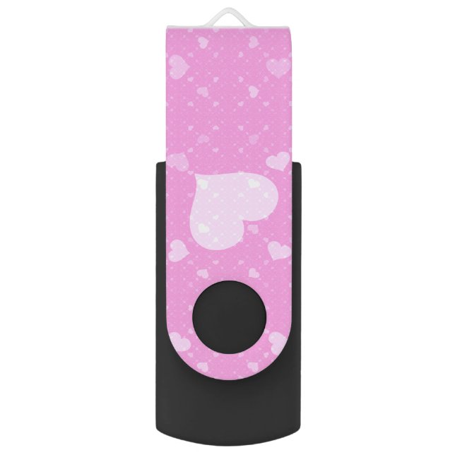 Pink Hearts with Love Flash Drive (Back (Vertical))