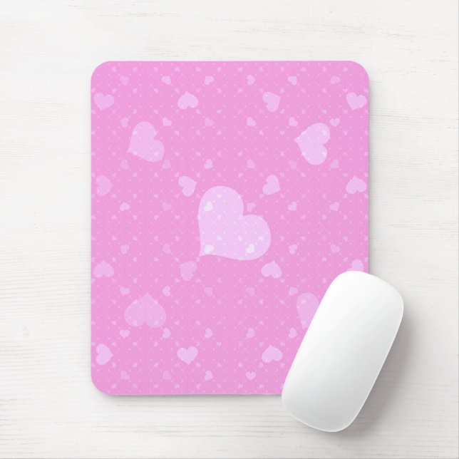 Pink Hearts with Love Mouse Pad (With Mouse)