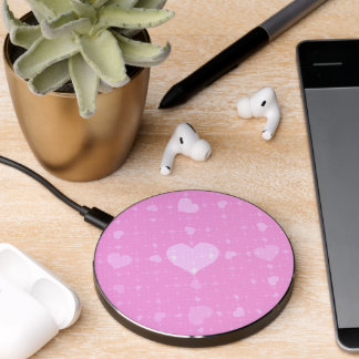 Pink Hearts with Love Wireless Charger