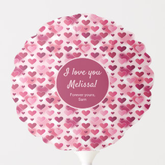 Pink Hearts With Personalizable Love Message Balloon
