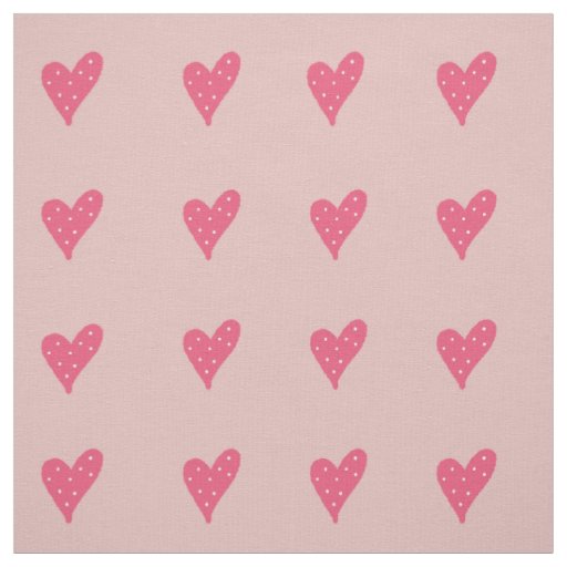 Pink Hearts with White Dots Pattern Drawing Fabric