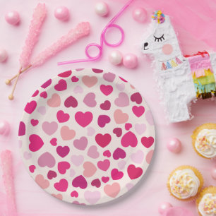 Pink Hearts with White Paper Plates