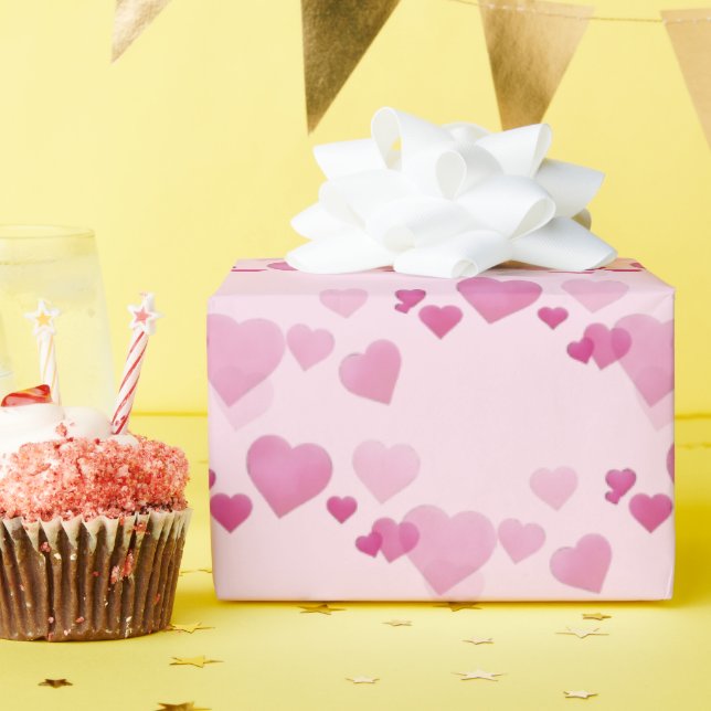 Pink Hearts  Wrapping Paper (Birthday Party)