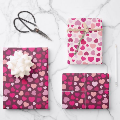 Pink Hearts Wrapping Paper Sheets