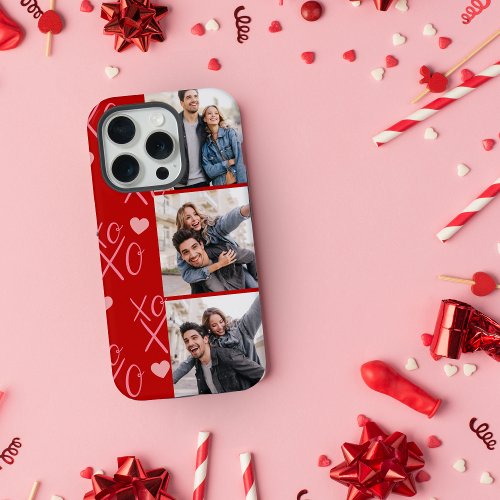 Pink hearts xoxo couple names 3 photos Valentines iPhone 15 Pro Case